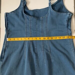 Denim Mini Dress Blue Stretch Y2K Bodycon Size L - No Boundaries